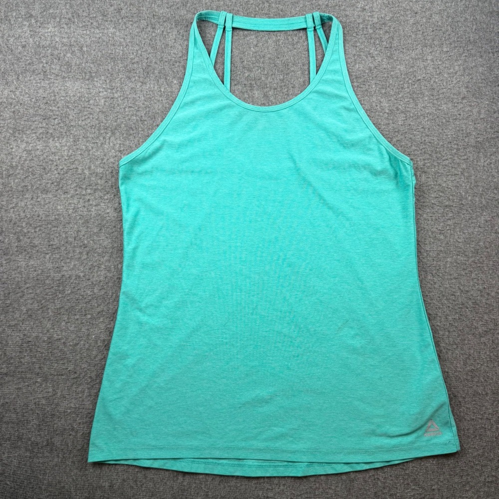 Reebok Tank Top Women's Medium Teal Heather Multi-Strap Racerback Athletic
